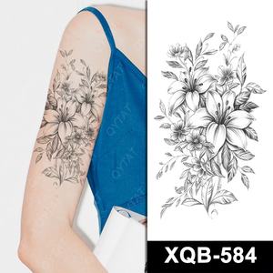 Femmes chinoises belles Sexy Body Art dessins faux transfert d'eau bras manches ventre jambe poitrine temporaire noir tatouage fleurs - Product Image 2