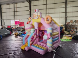 Castillo Inflable de 6.6 Pies, Estilo Macaron Rosa, con Tobogán, para Niños Pequeños, para Jardín - Product Image 2