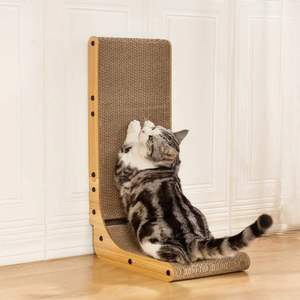 Rascador para Gatos de Madera de Alta Densidad, Diseño en Forma de L con Juguete de Bola - Product Image 6