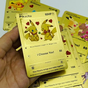 Cartes en métal plaqué or Pikachu pour la Saint-Valentin, thème amour, ensemble de collection, cartes japonaises Poke Moned - Product Image 6