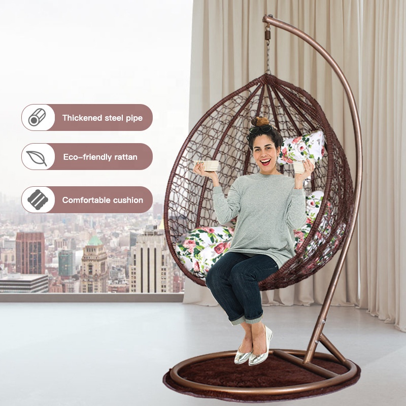 Подвесные круглые плетеные корзины из ротанга, качели для яиц с подставкой, курортная мебель для сада и помещений и улицы, низкая цена