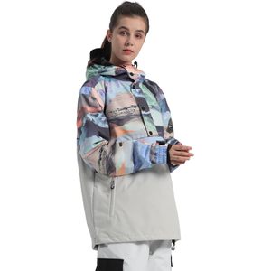 Chaqueta de Snowboard para Mujer, Impermeable 15k, Cortavientos, Aislada, Transpirable 10k, Cálida, para Esquí en Nieve, con Estampado Digital y Bloques de Color - Product Image 4