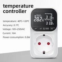 Thermostat de prise de contrôleur de température numérique prise ue 220V avec interrupteur de minuterie chauffage refroidissement pour réfrigérateur