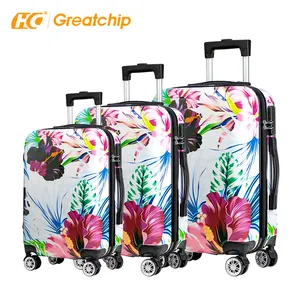 Carry-on di viaggio dei bagagli impermeabile in ABS + PC personalizzato caso di shell duro del carrello di stampa set di valigie valigia