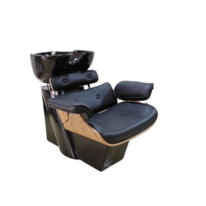 Sillón de Peluquería Profesional Moderno de Metal con Lavabo de Cerámica y Cama Reclinable para Lavado de Cabello en Barberías - Product Image 3