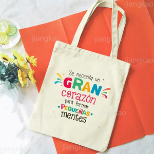 Bolso tote con cita para profesores <span class=keywords><strong>de</strong></span> español "Se requiere un gran corazón para moldear pequeñas mentes", bolso para educadores, mochila, para viajes y uso diario - Product Image 4