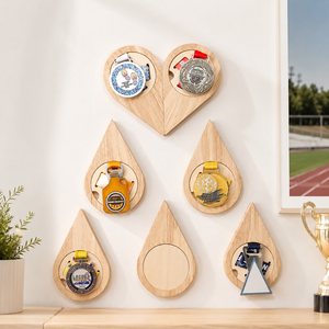 Wholesale Cedarwood & Pine Lightweight Sports Marathon Swim Football Soccer Running Rack Medal Stand Hanger Holder Display - Product Image 1