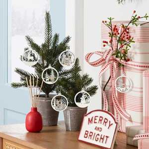European-Style Eco-Friendly <b>Christmas</b> <b>Tree</b> Ornaments Engraved <b>Wooden</b> Reindeer Pendants Hollowed-Out Circular Customized - Product Image 4