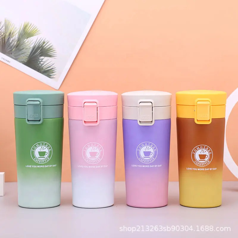 New Double Wall Stainless Steel Car Travel Mug with Pop-Up Lid Classic Design for Camping