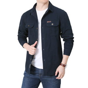 Nouvelle <span class=keywords><strong>chemise</strong></span> à manches longues pour hommes lâche <span class=keywords><strong>grande</strong></span> <span class=keywords><strong>taille</strong></span> <span class=keywords><strong>chemise</strong></span> de travail décontractée t-shirts pour hommes avec poche - Product Image 2