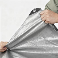 Bâche en PE argenté robuste 120 g/m², imperméable, pour tente