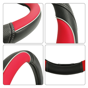 Housse de volant de voiture à 3 rayons de sport avec coutures incrustées de cuir Design à blocs de couleurs Unisexe Fit 14.5-<span class=keywords><strong>15.5</strong></span> pouces - Product Image 3