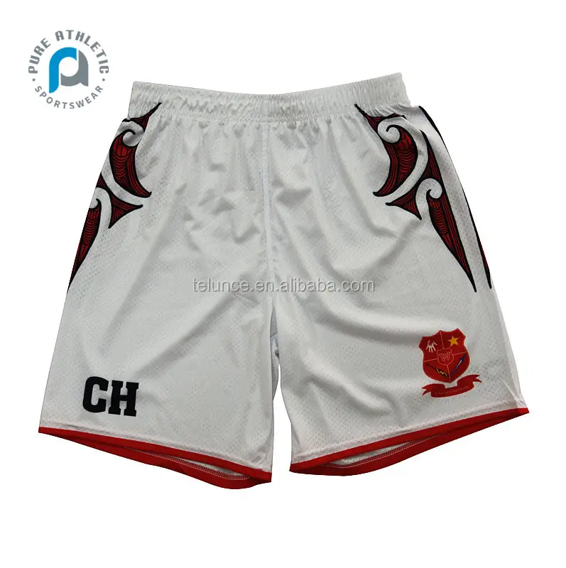 Pure sublimation white mesh Gym Quick Dry Casual Custom Logo Sports high quality summer recycled plastic Shorts men's printed