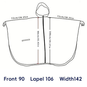 ユニセックス日本韓国ファッション防水ジッパーポンチョレインコート付きPUライニング屋外ハイキングとライディング - Product Image 5
