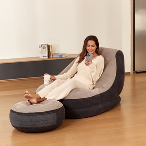 Sofá Inflable Individual de PVC con Flocado 125*105*100 CM, Otomana 62*62*31 CM, Sillón Inflable Ultra Lounge con Bomba de Pie - Product Image 5