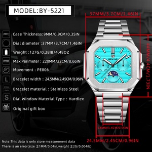 Montre de luxe pour homme BENYAR BY-5221 2025, chronographe à quartz, mouvement à quartz, acier inoxydable, étanche, verre saphir - Product Image 5