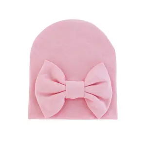 Wholesale Newborn Warm Hat Infant Baby Hat Cap with Big Bow Soft Cute Knot Nursery Beanie