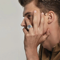 Bague Saint Christopher en argent sterling 925 avec design oxydé Bonne chance et protection pour homme