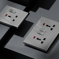 Prises électriques murales en verre trempé gris britannique 13A, prises de chargeur rapide Usb Type C 20W avec voyant LED Malte