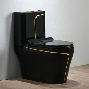 Modern yuvarlak tuvalet kase ayaklı lavabo seramik tek parça siyah klozet sıhhi tesisat lüks seramik siyah renk tuvalet seti