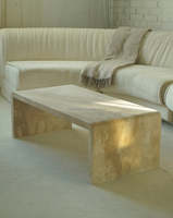 Nouvelle arrivée Table basse en travertin à bord cascade poli Table basse rectangulaire en marbre Table basse en marbre pour salon