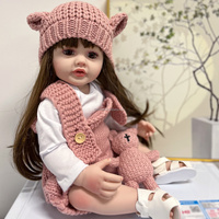 Poupée Bébé Reborn Fille Betty de 22 Pouces en Silicone Vinyle Corps Entier, Réaliste, Poupée Fille sur Pied avec Longue Perruque Cheveux Bonecas Reborn