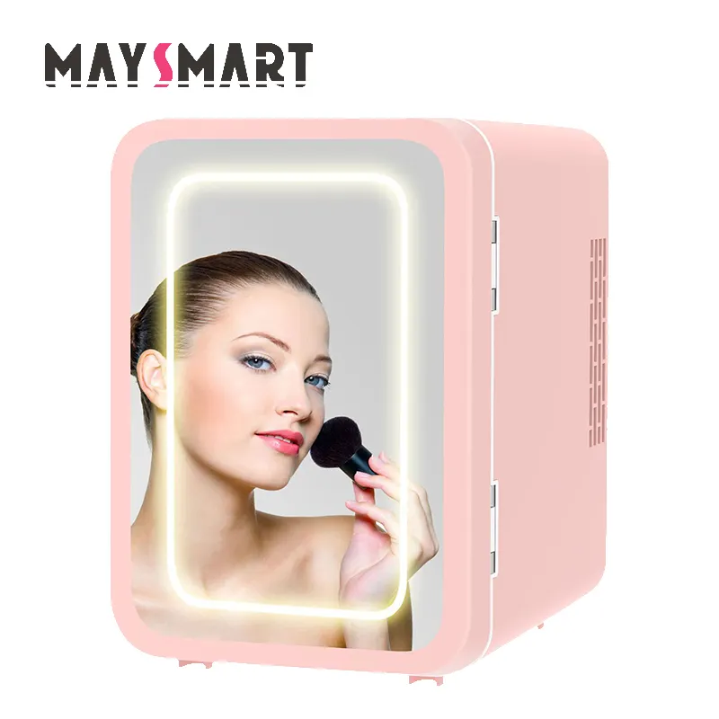 Portable Compact Beauty Tools Cosmetics Fridge with Light Car Mirror White Ocean Box Logo Led Mini Refrigerator