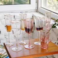 Verre à vin rouge de mariage artisanal de style créatif avec bordure dorée brillante, style campagnard, haute qualité, transparent, 140 ml-270 ml