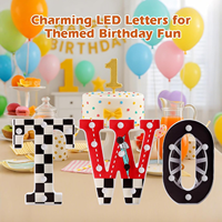 Lumières LED en forme de lettres, style voiture de course, pour fête d'anniversaire de 2 ans, alimentées par piles, décoration festive