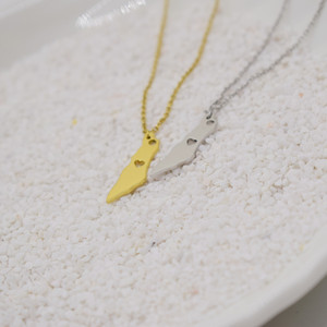 Tối Giản Cá Nhân Israel Bản Đồ Mặt Dây Chuyền Vòng Cổ Không Thấm Nước Thép Không Gỉ 18K Mạ Vàng Chokers Vòng Cổ Cho Cô Gái - Product Image 2