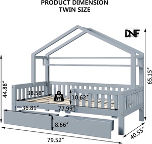 <span class=keywords><strong>Lit</strong></span> plateforme pour enfants <span class=keywords><strong>de</strong></span> taille double, confortable et durable, avec tiroirs <span class=keywords><strong>de</strong></span> rangement, étagères, cadre en bois, lattes, meubles <span class=keywords><strong>de</strong></span> chambre à coucher modernes gris - Product Image 1