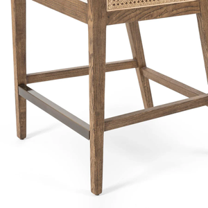 Tabouret de bar haut durable Antonia Cane Counter en polyester, lin, bois massif et fer forgé pour bar à domicile - Product Image 4