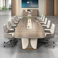 Table de conférence moderne de luxe en bois, grande table de réunion pour salle de conseil avec pieds courbés pour bureau