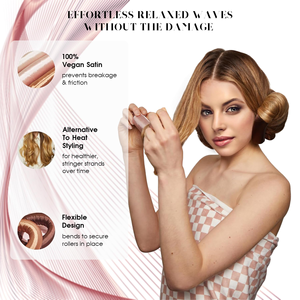 Bigoudis sans chaleur 3 pièces en satin de soie, tiges flexibles pour tous types de cheveux, outils de coiffage pour boucles de nuit - Product Image 4