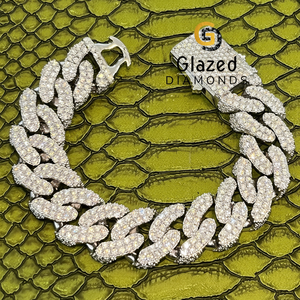 Nueva Cadena Cubana Unisex de Alta Gama con Diamantes de Corte Brillante Exquisito, Claridad VVs, Totalmente Cubierta de Diamantes, Pulseras Hip Hop de Plata Esterlina 925 - Product Image 1