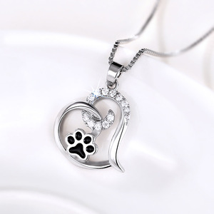 Collana con Ciondolo a Cuore e Zampa di Animale Domestico per Donne, Stile Smaltato, Gioiello alla Moda, Regalo - Product Image 2