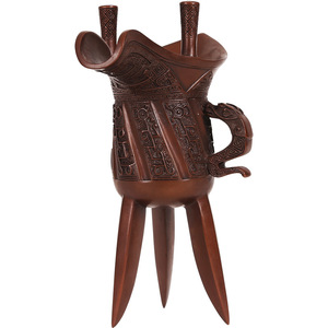 Copa de Vino de Hierro Fundido Color Bronce Púrpura, Diseño Chino Tradicional en Relieve, Regalo Decorativo para Oficina y Hogar - Product Image 4