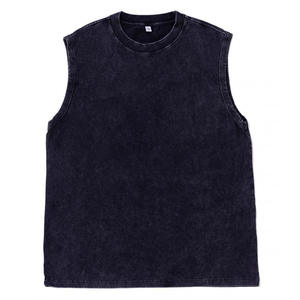 Débardeur en coton épais pour hommes et femmes, personnalisable avec logo, uni, coupe ample, débardeur basique, streetwear décontracté - Product Image 2