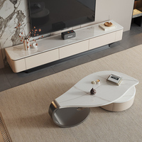 Meuble TV Moderne de Luxe Léger en Bois Massif 2025 et Table Basse Ardoise Combinée de Forme Spéciale pour Petits Espaces