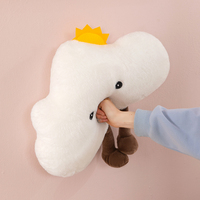 Peluche Nuage Soleil, Coussin Nuage en Coton Moelleux avec Accent Soleil Jaune, Décoration Créative pour la Maison, Idéal pour la Chambre à Coucher