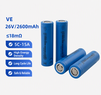 Batería de Litio Recargable 18650 26V 2600mAh 5C 13A de Alta Descarga, Estado Semisólido NMC 3.6V 2550mAh 7.4V Li-Ion
