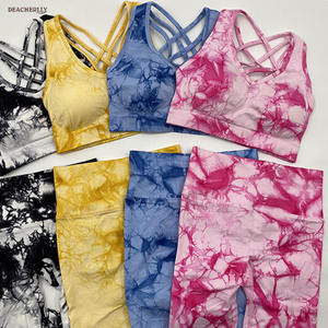 Tie Dye Ropa Deportiva Mujer Vetement De Sport Femme 2 Pièces Survetements Ensembles Soutien-Gorge Legging Ensembles - Product Image 3