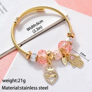 Bracelet unisexe Zeadear réglable en acier inoxydable 304/316L avec pendentif croix en cristal zircon plaqué or 18 carats européen - Product Image 6