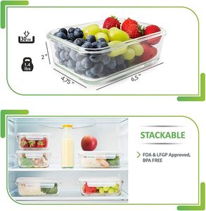 Kitchen Airtight <b>Clear</b> PETG Food Storage <b>Containers</b> Set Stackable Durable Food Grade Fridge Organizer Flip Top Lids Modern - Product Image 5