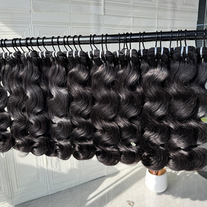 Raw Human Hair <b>Body</b> <b>Wave</b> Bundles Natural Color Soft Full Texture Double Weft Wholesale Supply Hair Extensions - Product Image 1