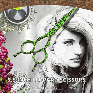 Maclura 5,5 pouces Jaune Léopard Nouveau Design Tendance Professionnel Coiffure Barbier Gaucher Acier Inoxydable Lame Plate Affûtée Salon de Coiffure - Product Image 2