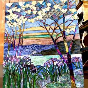 Panneau de fenêtre en vitrail classique personnalisé, fait main en Chine, motif paon, double vitrage, pour mur rideau - Product Image 1