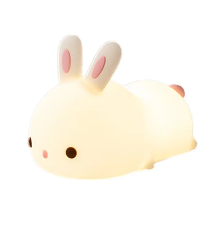 Đáng yêu 7 Màu Sắc LED Trẻ Em Động Vật Ánh Sáng Ban Đêm Silicone Mềm Phim Hoạt Hình Bé Nursery Đèn Bunny Rabbit Silicone Ánh Sáng Ban Đêm