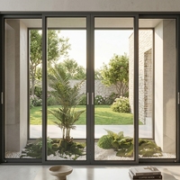Porte coulissante panoramique moderne en aluminium NFRC AS2047 CE, cadre fin, grande porte d'entrée en verre pour balcon et terrasse, porte métallique pour maisons, porte intérieure avec cadre
