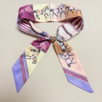 Collar de Pañuelo de Seda W4Y con Cuentas Acrílicas Doradas, Joyería de Pañuelo de Satén con Múltiples Diseños Decorativos para Uso Diario, Decoración de Bolsos, Regalos